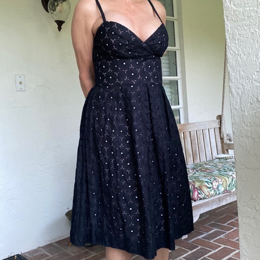 Lilly Pulitzer Black eyelet lace midi dress-size 12 - Picture 2 of 2